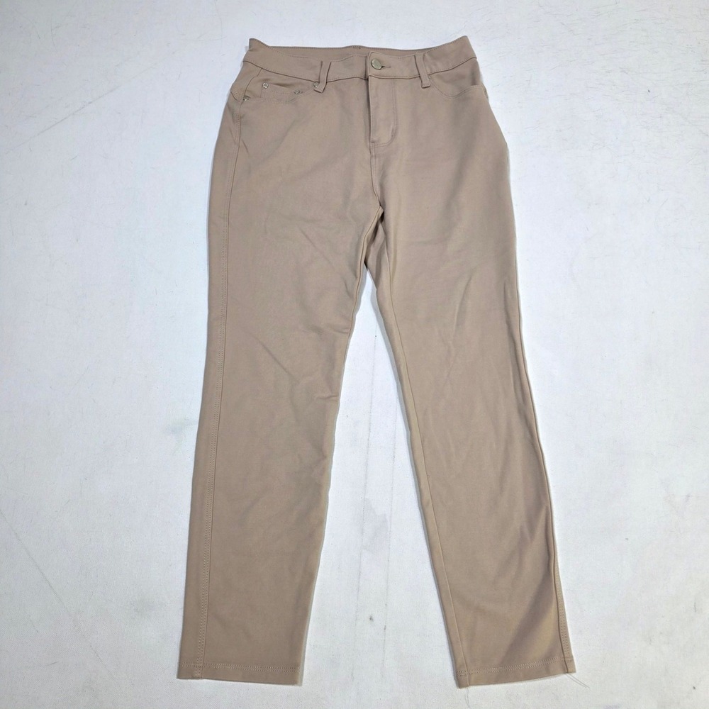 GILIPUR Pants Womens Size M Beige Straight Leg Stretch CY038 Lovry Workwear